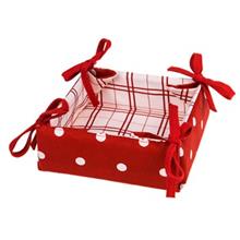 سبد نان کتان رزین تاژ طرح خالدار قرمز Rezin Taj Red Dotted Denim Breadbasket